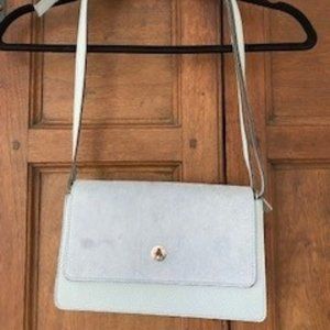 Vera Pelle Crossbody purse, Baby Blue, Genuine Leather
